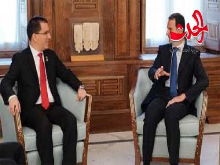 الرئيس الأسد لـ أرياسا: ما يحصل في فنزويلا مشابه لما حصل في سورية وهدفه الهيمنة على الدول 