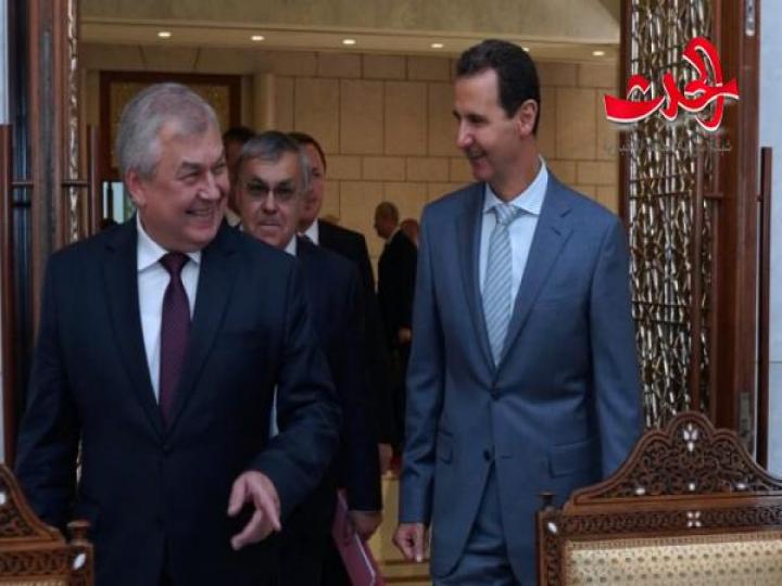 الرئيس الأسد يستعرض مع لافرنتييف تطورات الأوضاع في سورية