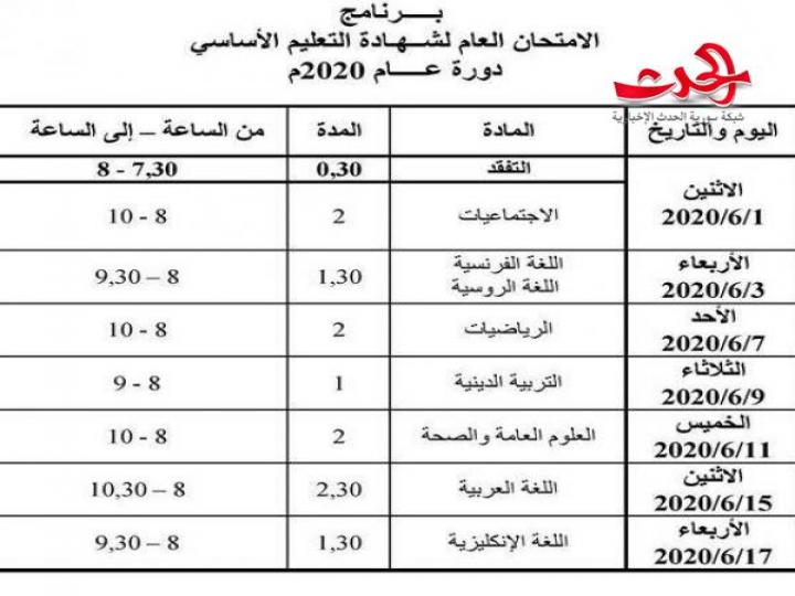 وزارة التربية تصدر برامج الامتحانات لعام 2020