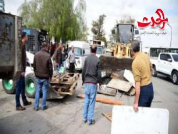 محافظة دمشق : إزالة الإشغالات الموجودة في البرامكة ومصادرة بسطات في الحميدية والصالحية 