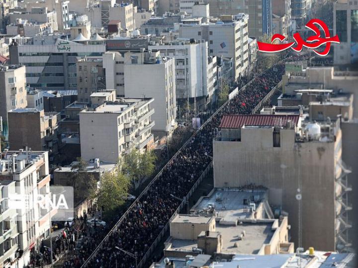 شاهد بالصور.. مراسم تشييع الشهيد سليماني ورفاقه في طهران