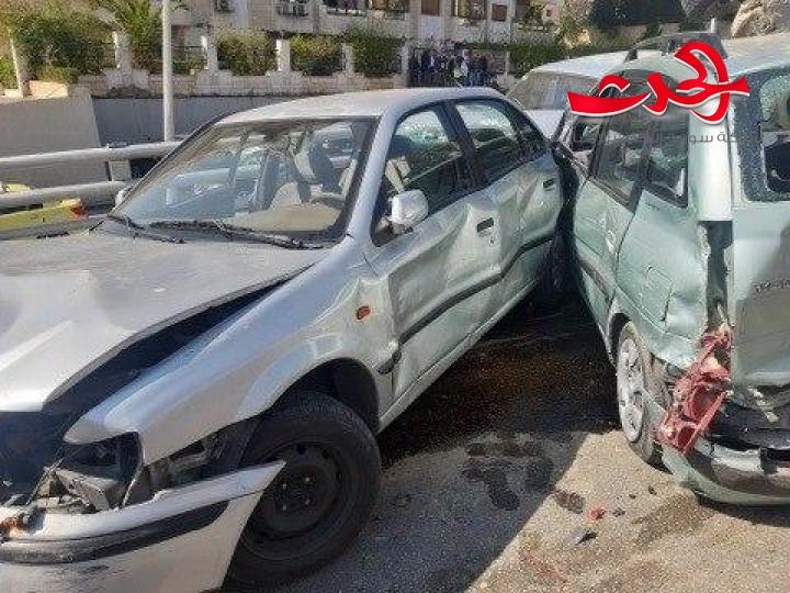 حادث مروري في دمر يتسبب في وفاة شخص وتدهور 15 سيارة
