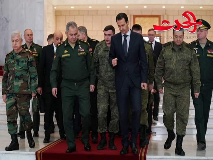 الرئيس الأسد يبحث وضيفه الروسي وزير الدفاع الروسي شويغو السطو التركي على منطقة الجزيرة