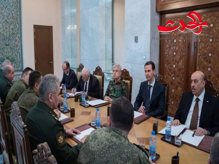 الرئيس الأسد يبحث وضيفه الروسي وزير الدفاع الروسي شويغو السطو التركي على منطقة الجزيرة