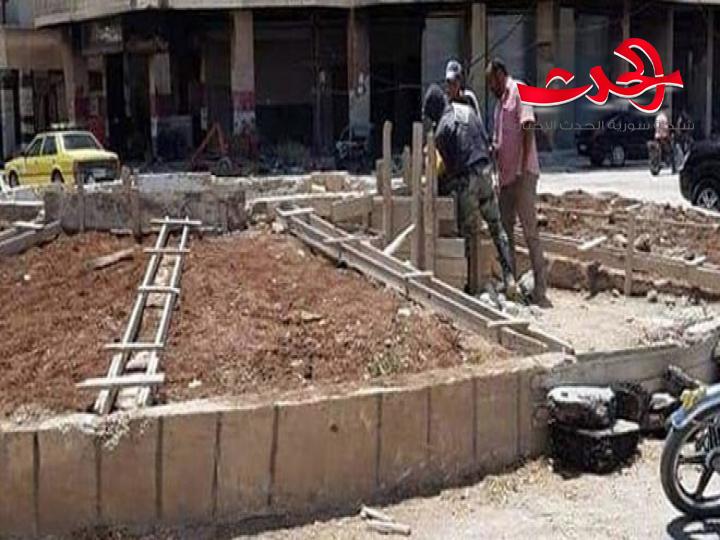 بلدية داريا تبدأ اعمال التأهيل لدوار الباسل