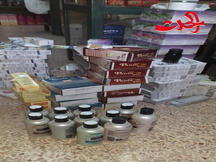 التجارة الداخلية تضبط مواد غذاىية ومستحضرات تجميل منتهية الصلاحية في دمشق
