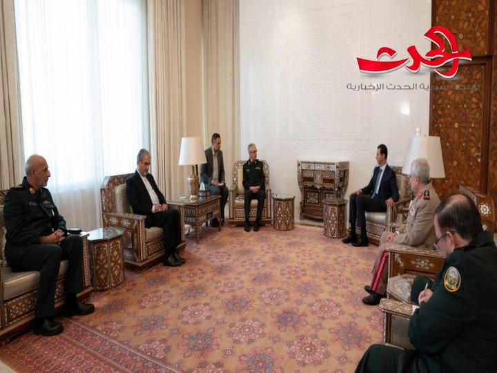 الرئيس الأسد يستقبل رئيس هيئة الأركان العامة للقوات المسلحة الايرانية اللواء محمد باقري والوفد المرافق له.
