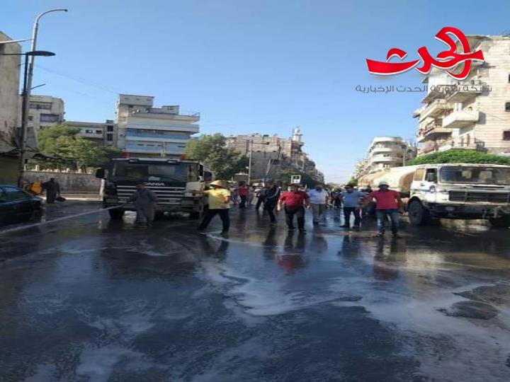 اطلاق حملة تعقيم وتنظيم ورش مبيدات شاملة لشوارع حلب وأحيائها
