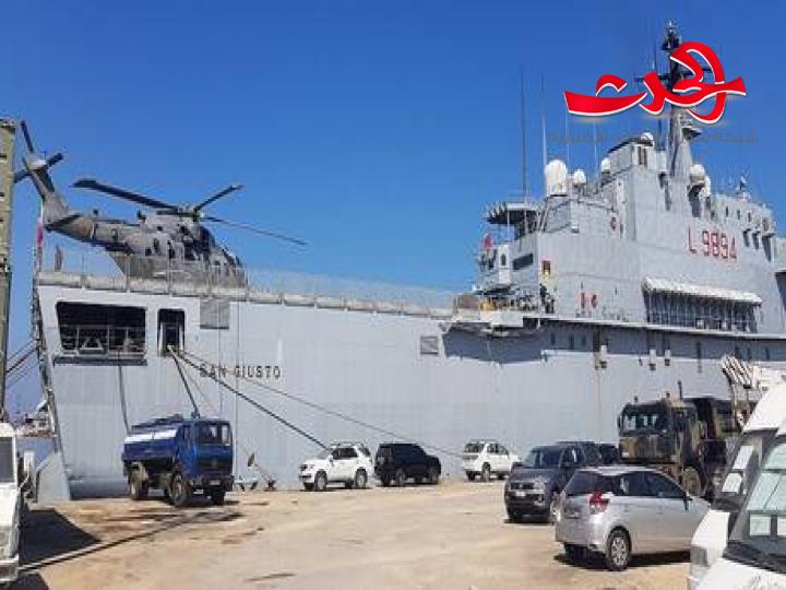 إيطاليا ترسل سفينتين عسكريتين محملتين بالمساعدات إلى لبنان