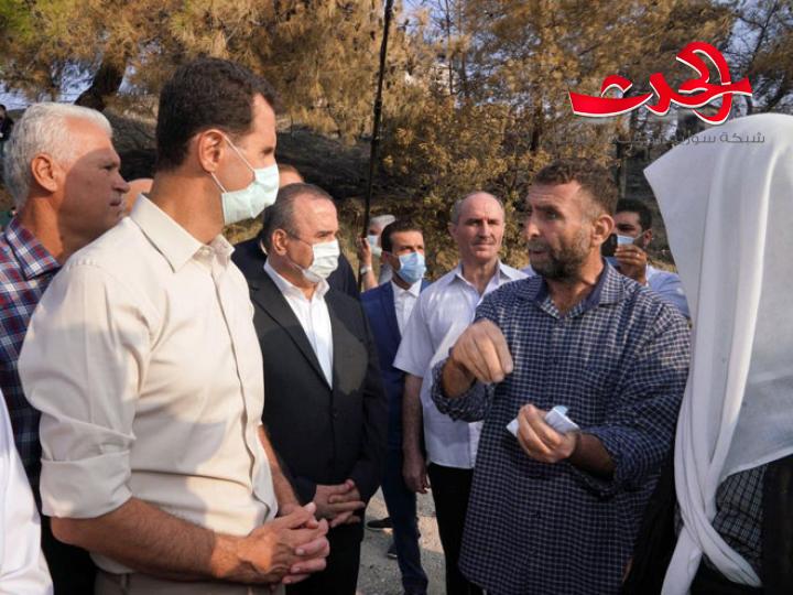 الرئيس الاسد يزور بللوران ويستمع للأهالي