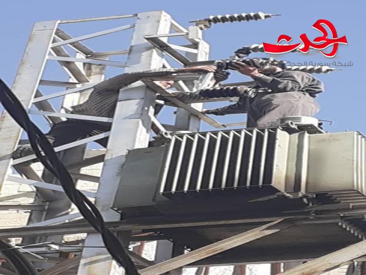 تركيب محولتي كهرباء في دمشق.. المزة والعرين