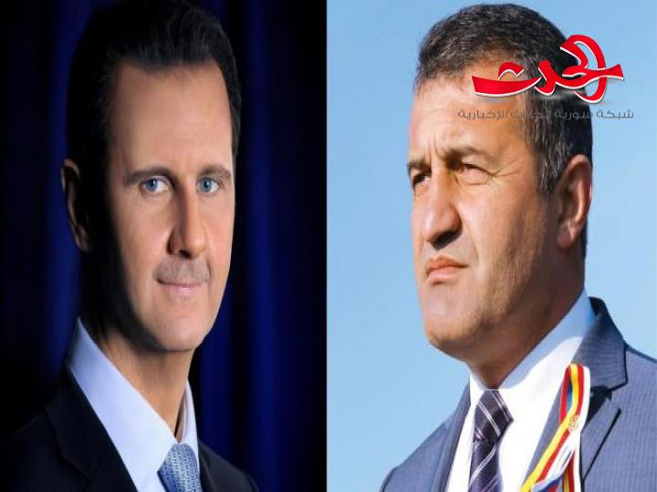الرئيس الأسد يتلقى برقية تهنئة من رئيس جمهورية أوسيتيا الجنوبية بفوزه بالانتخابات الرئاسية
