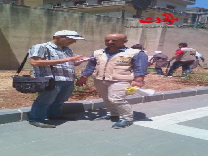 زراعة الأشجار في حديقة المركز الثقافي في حمص بمناسبة اليوم العالمي لمكافحة التصحر 