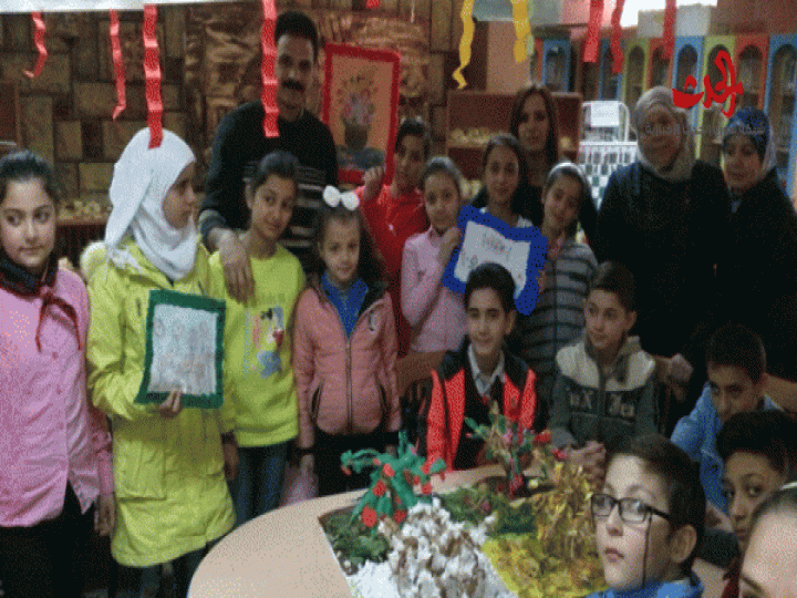 براعم الياسمين ترسم أمجاد تشرين ( ورشة عمل لفرع منظمة طلائع البعث بحمص )