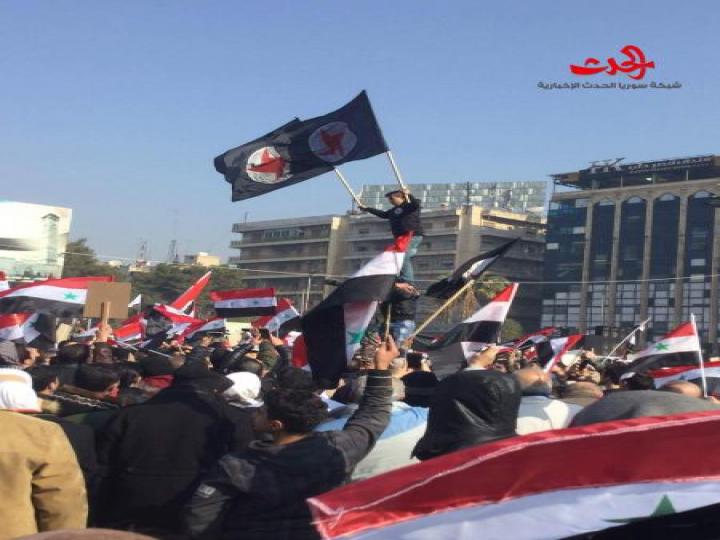 مسيرة مليونية في حلب تأييداً لانتصارات جيشنا الباسل 