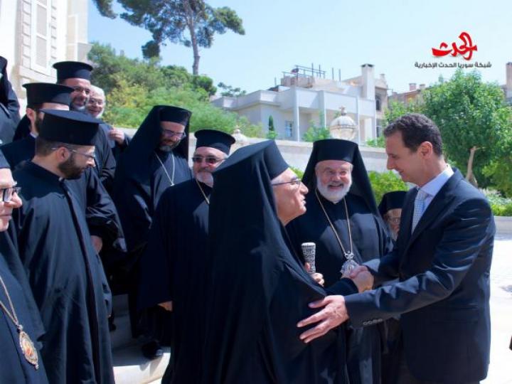  الرئيس الأسد يستقبل وفد بطريركية الروم الملكيين الكاثوليك برئاسة البطريرك يوسف العبسي  
