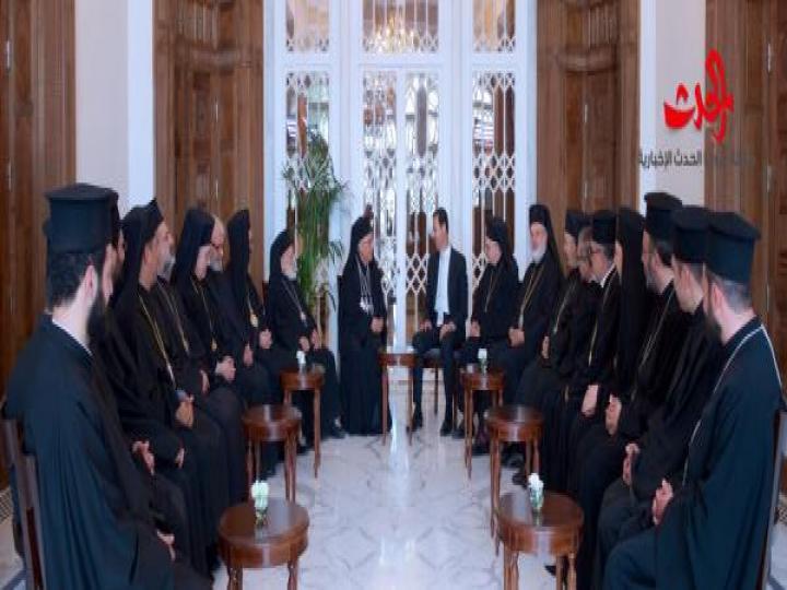  الرئيس الأسد يستقبل وفد بطريركية الروم الملكيين الكاثوليك برئاسة البطريرك يوسف العبسي  