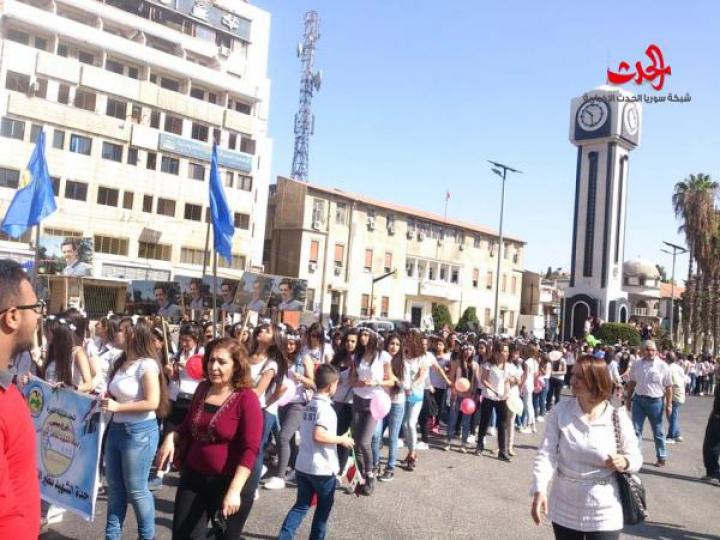                   كرنفال مركزي في حمص بمناسبة الذكرى 49 لتأسيس منظمة الشبيبة