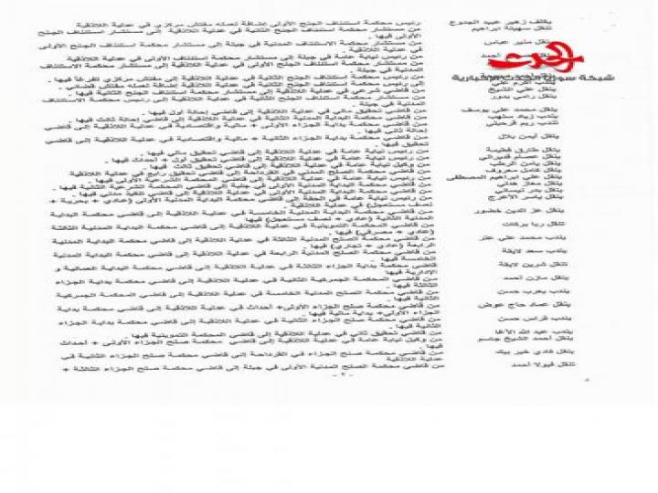 تنقلات و تشكيلات قضائية جديدة في عدلية اللاذقية