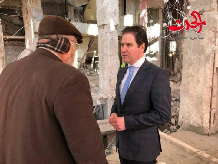 وزير السياحة يتفقداعمالالترميم الفندق السياحي في حلب