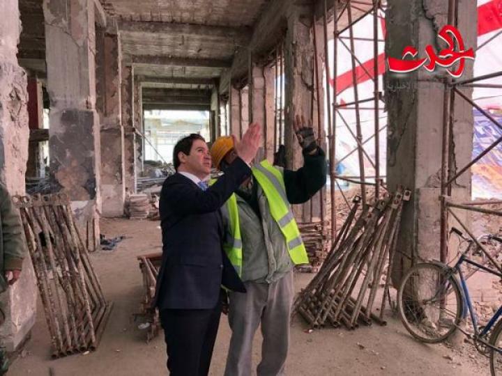 وزير السياحة يتفقداعمالالترميم الفندق السياحي في حلب