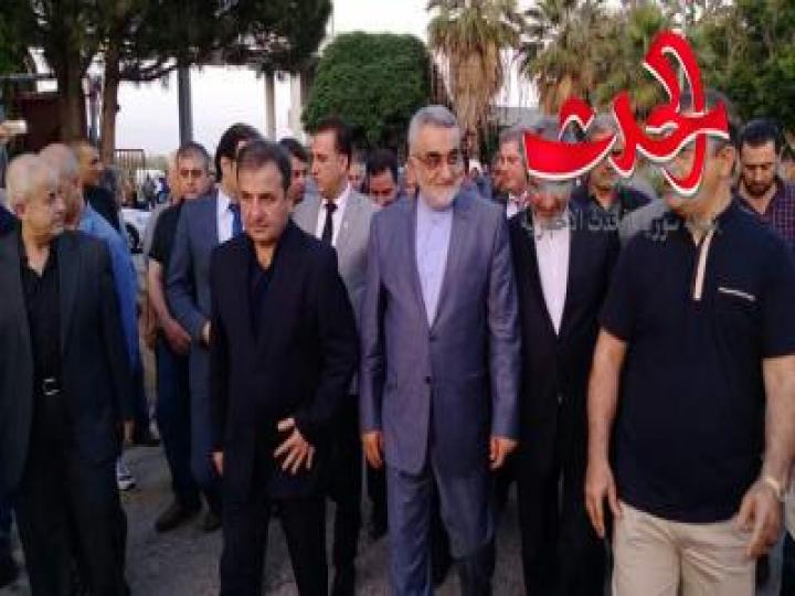 اللاذقية ; محافظ اللاذقية ورئيس الأمن القومي الايراني في زيارة لمعمل غزل ونسيج اللاذقية...