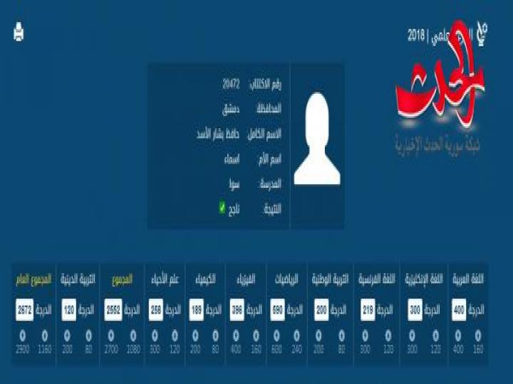 نتيجة حافظ بشار الأسد في الشهادة الثانوية؟