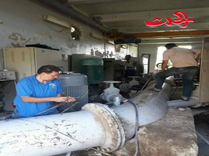 إعادة تأهيل ثلاث مضخات في الهرير وعيون العبد و محطة الهرير لتغذية سدود درعا
