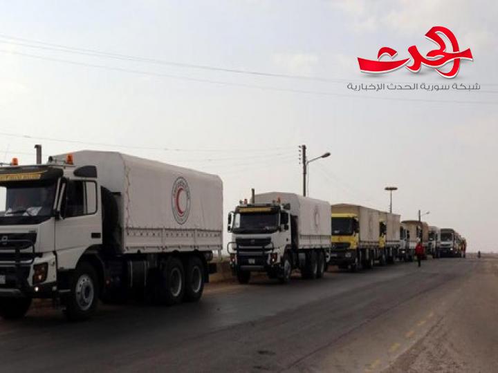 دفعة مساعدات من الهلال الاحمر الى 3 بلدات في ريف درعا