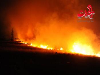 حريق كبير بمحاذاة طريق المتحلق الجنوبي من جهة داريا , وفاة شخص وإصابة آخرين
