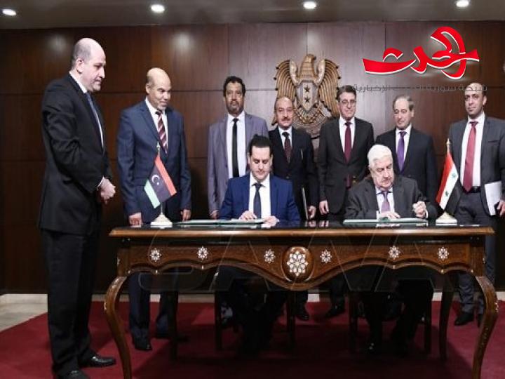 اتفاقية بين سورية وليبيا لإعادة افتتاح مقرات البعثات الدبلوماسية وتنسيق مواقف البلدين