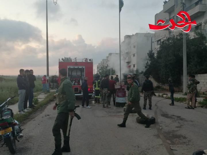 بالصور... فوج الاطفاء  يخمد حريق نشب في حي الضاحية بدرعا