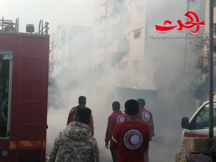 بالصور... فوج الاطفاء  يخمد حريق نشب في حي الضاحية بدرعا