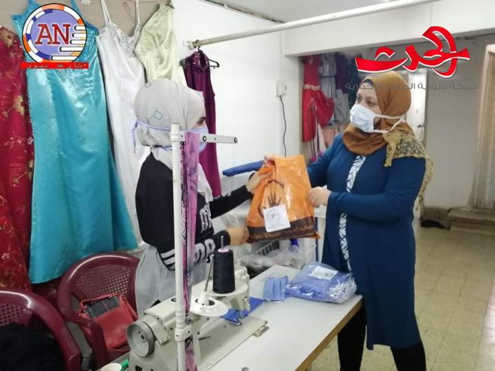 السورية للتنمية تشاركية مع جمعية البر لتصنيع كمامات طبية 