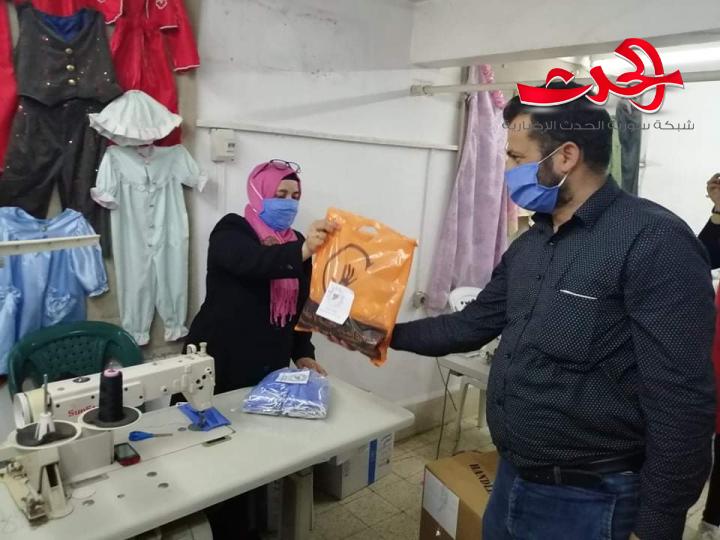 السورية للتنمية تشاركية مع جمعية البر لتصنيع كمامات طبية 