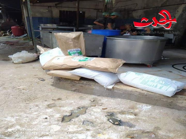 منشأة تغش الالبان بكربونات الصوديوم في حمص