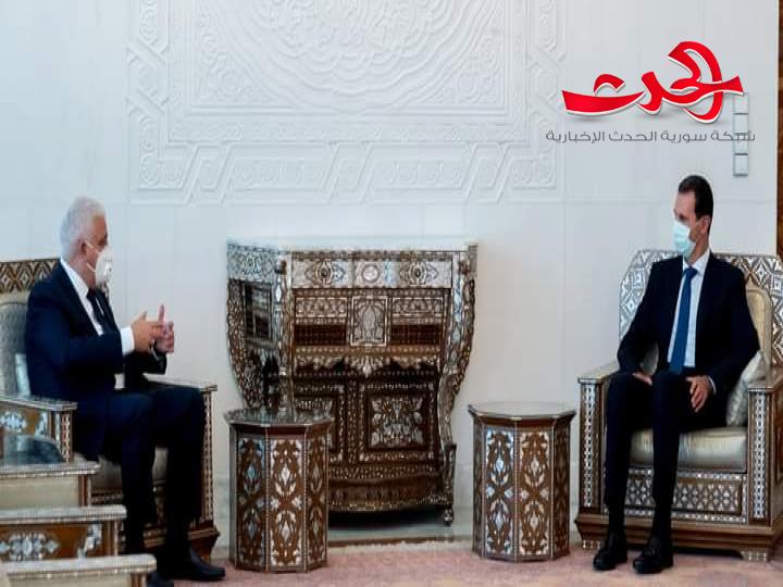 الرئيس الأسد يتلقى رسالة من رئيس الوزراء العراقي مصطفى الكاظمي نقلها المبعوث فالح الفياض رئيس هيئة الحشد الشعبي