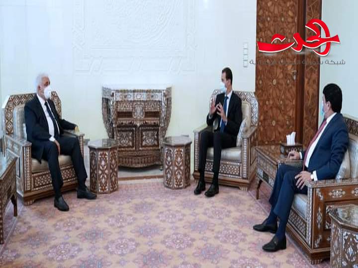 الرئيس الأسد يتلقى رسالة من رئيس الوزراء العراقي مصطفى الكاظمي نقلها المبعوث فالح الفياض رئيس هيئة الحشد الشعبي