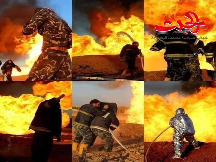 الرئيس الاسد يكرم رجال الاطفاء وعمال الصيانة الذين شاركوا باطفاء الحريق بخط الغاز