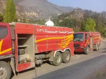 فوج إطفاء حماة يستنفر بجبال عين الكروم اتقاء لاي حادث حريق