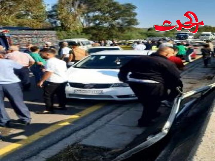  حادث سير 11 مركبة و إصابة 15 شخصاً على أوتستراد بانياس طرطوس 