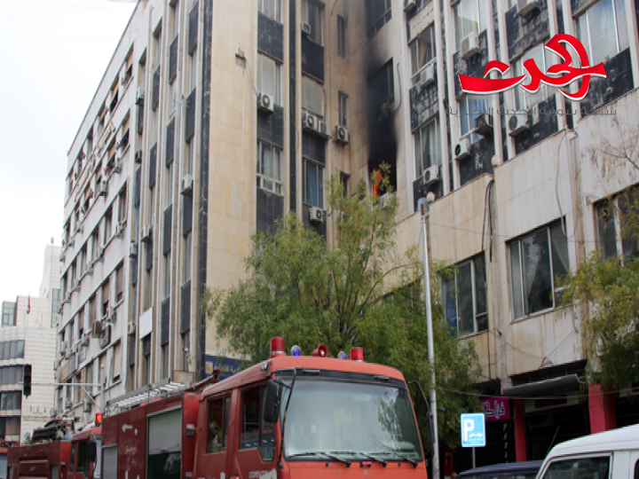 إخماد حريق في بناء بمنطقة ساروجة  في دمشق