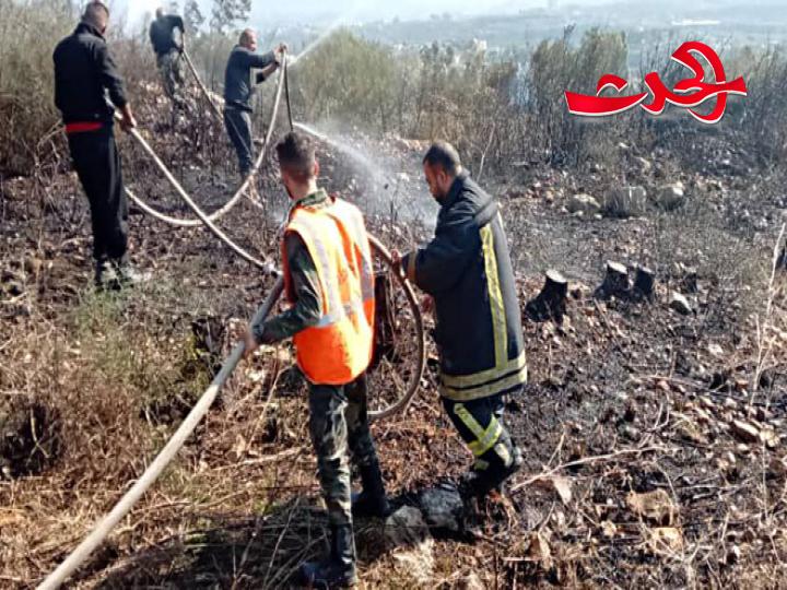 إخماد حريق في جبل العرين بريف اللاذقية ‏