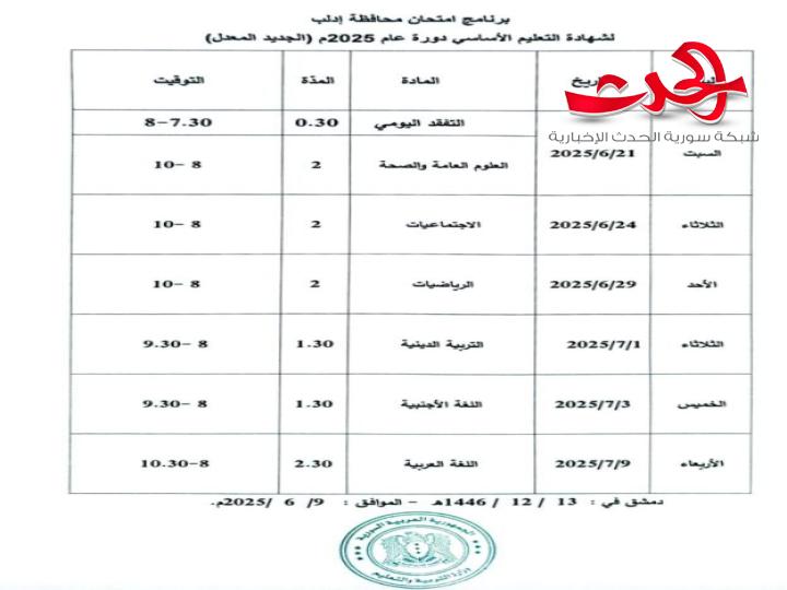 "وزارة التربية": تصدر البرامج الامتحانية لشهادتي التعليم الأساسي والثانوية العامة بعد التعديل