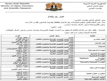 تغييرات تطول عمداء  ١٨ كلية في جامعة حمص