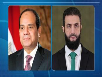 الرئيس الشرع يتلقى برقية تهنئة من الرئيس السيسي بمناسبة عيد الأضحى المبارك  