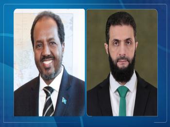 الرئيس الشرع يتلقى برقية تهنئة من رئيس جمهورية الصومال 